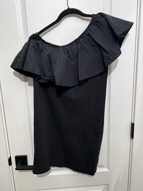 a new day Black One-Shoulder Ruffle Top